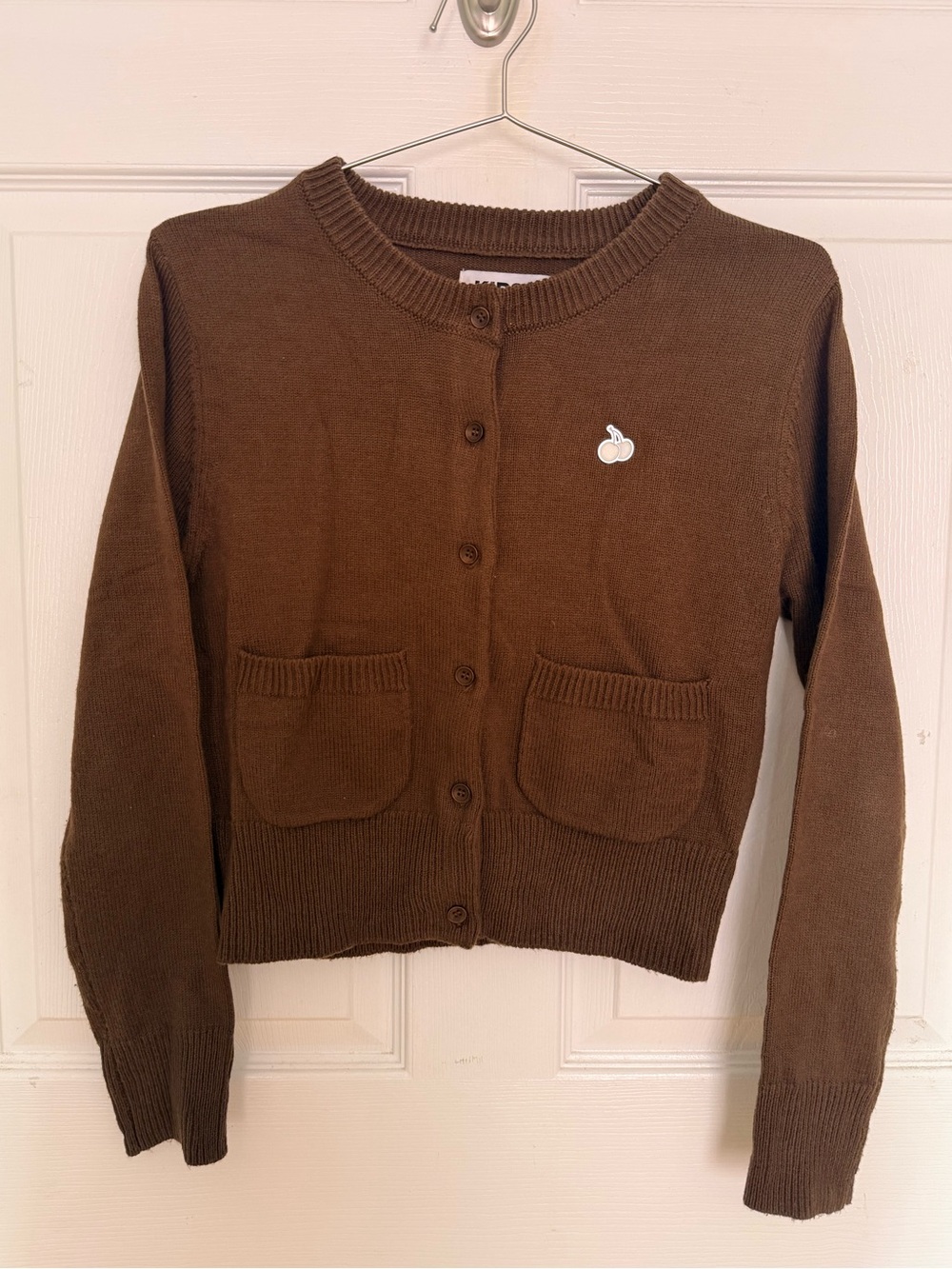 KIRSH Small Cherry Basic Cardigan Brown Wool Blend Size 1 Korean
